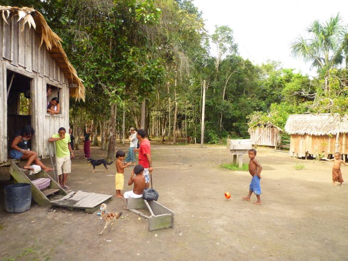 House and inhabitants in Amazonian village